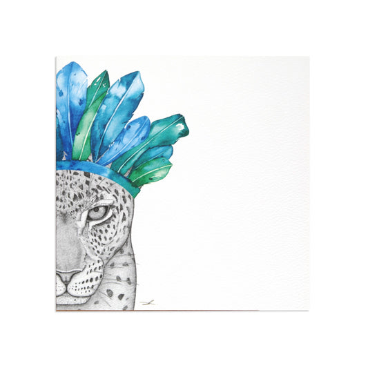 Feather Crown Leopard by Dots By Donna Blank Card