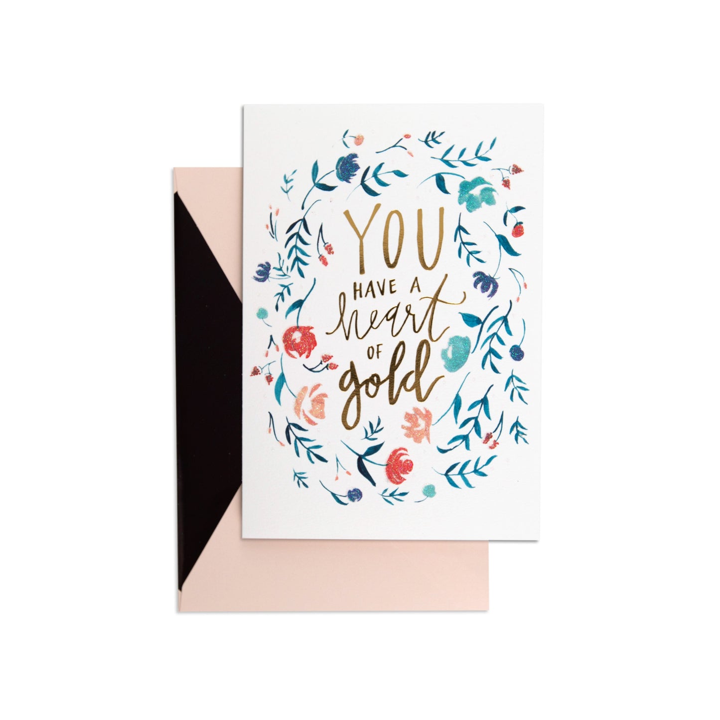 Heart Of Gold Sweet Floral Thank You Card