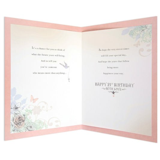 Elegant Illustrated 21st Birthday Card