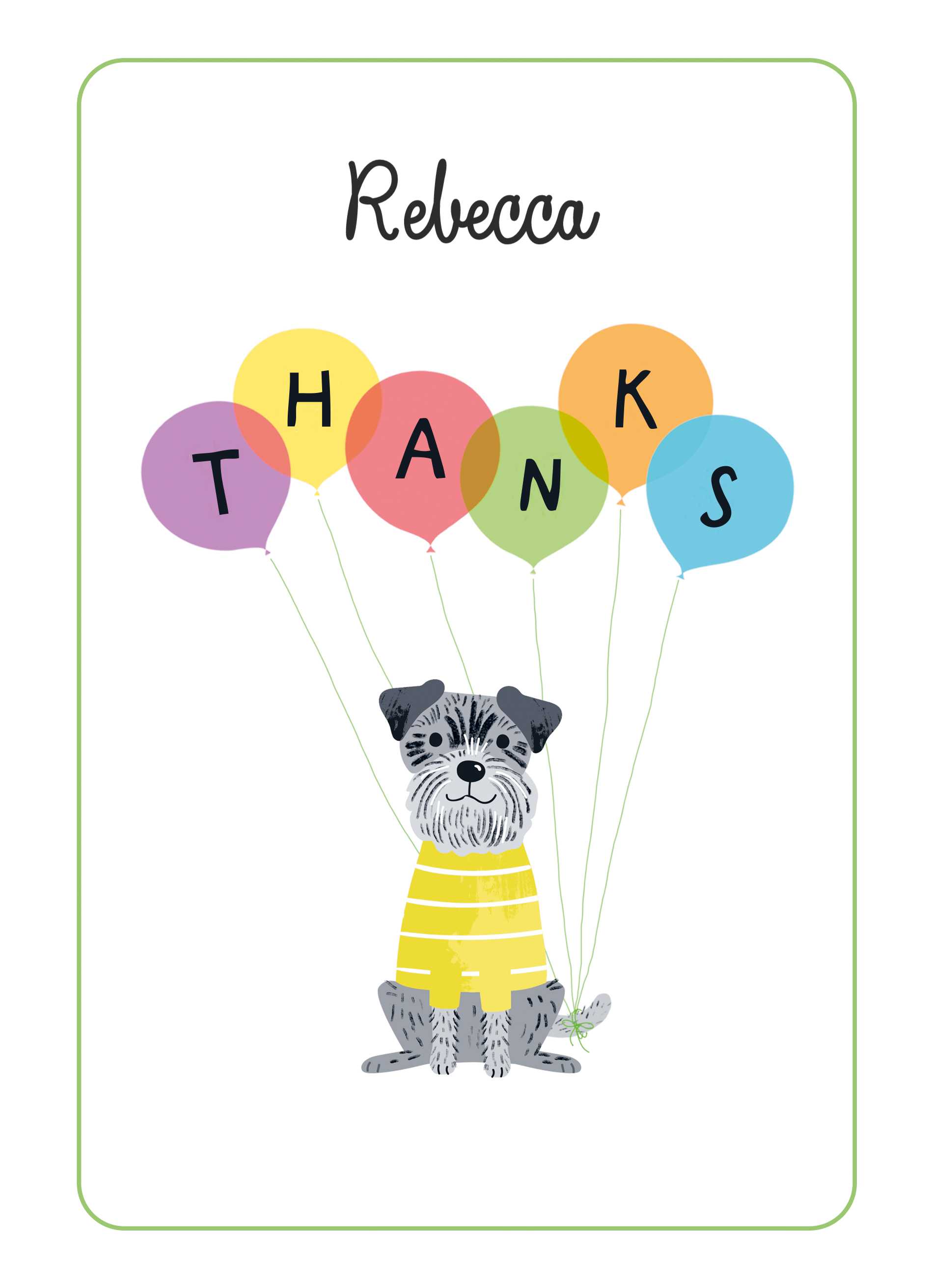 Contemporary Thank You Editable Dog Balloons