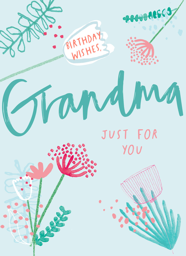 Contemporary Grandma Birthday Sketchy Flowers