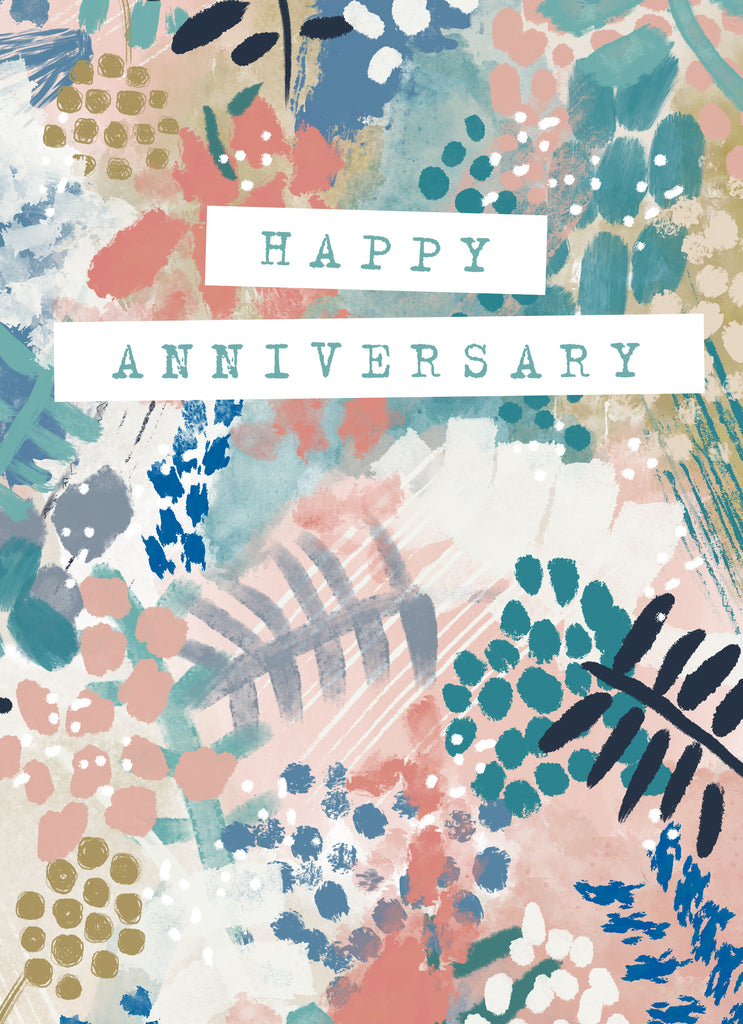 Contemporary Anniversary Abstract Floral Muted