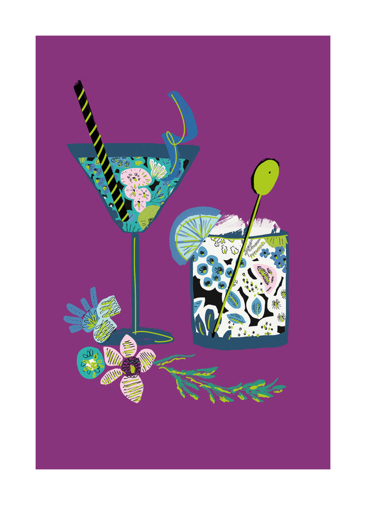 Contemporary Cocktail Glasses Illustration