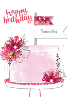 Classic Birthday Editable Cake Flowers Pink