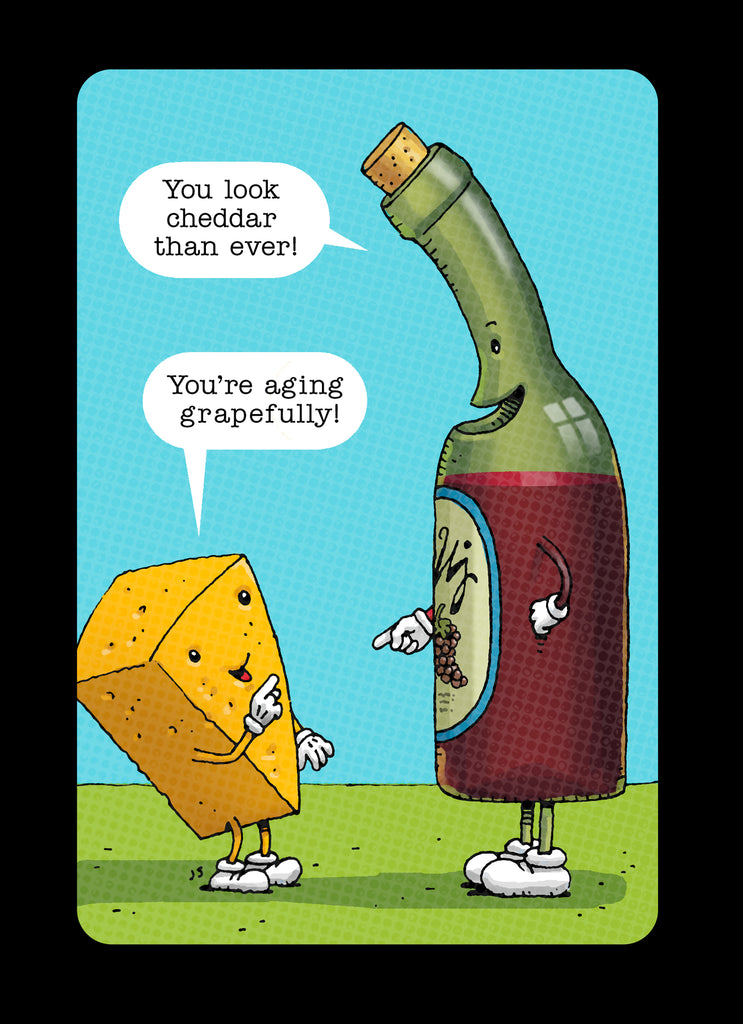 Funny Birthday Cartoon Wine And Cheese