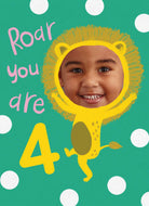 4th Birthday Cute Lion Custom Photo Upload