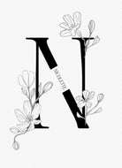 Contemporary Editable Initial Illustrated Letter N