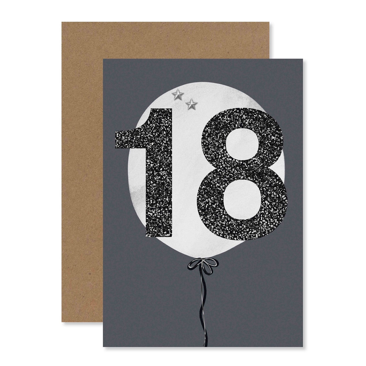 Connections from Hallmark 18th Birthday Card - 18 featuring a grey background, glittery 18 design, and a balloon illustration.