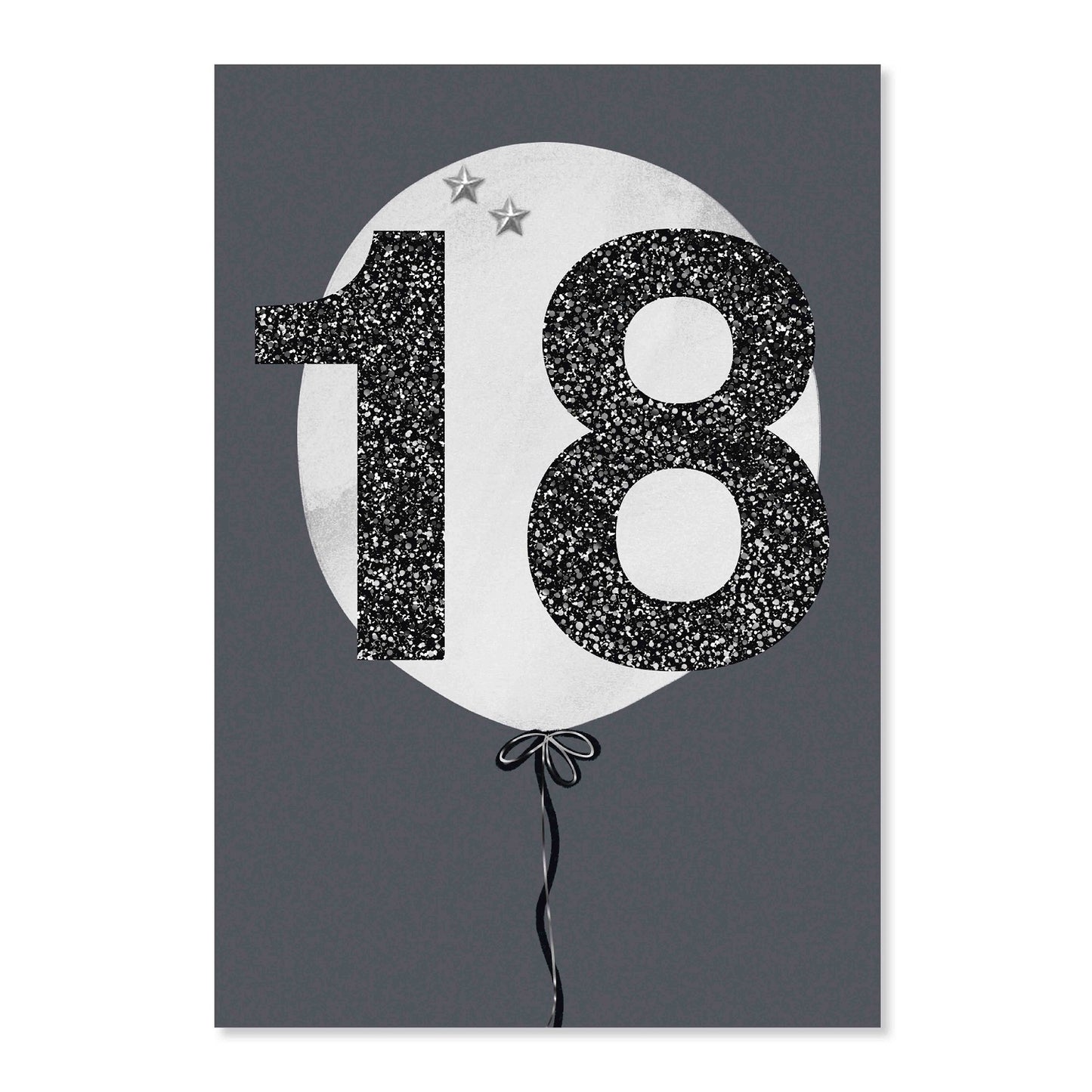 Connections from Hallmark 18th Birthday Card - 18 featuring glittery black numbers and a decorative balloon design against a grey background.