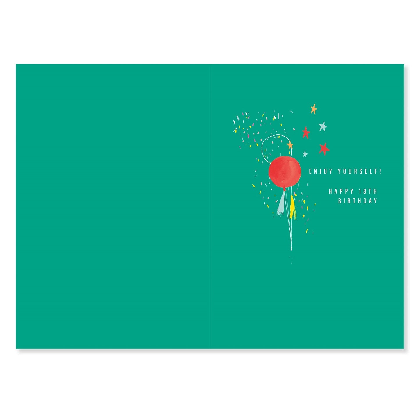Connections from Hallmark 18th Birthday Card - 18 AND THE WORLD IS YOURS! interior design features colourful stars and festive elements with a cheerful message.