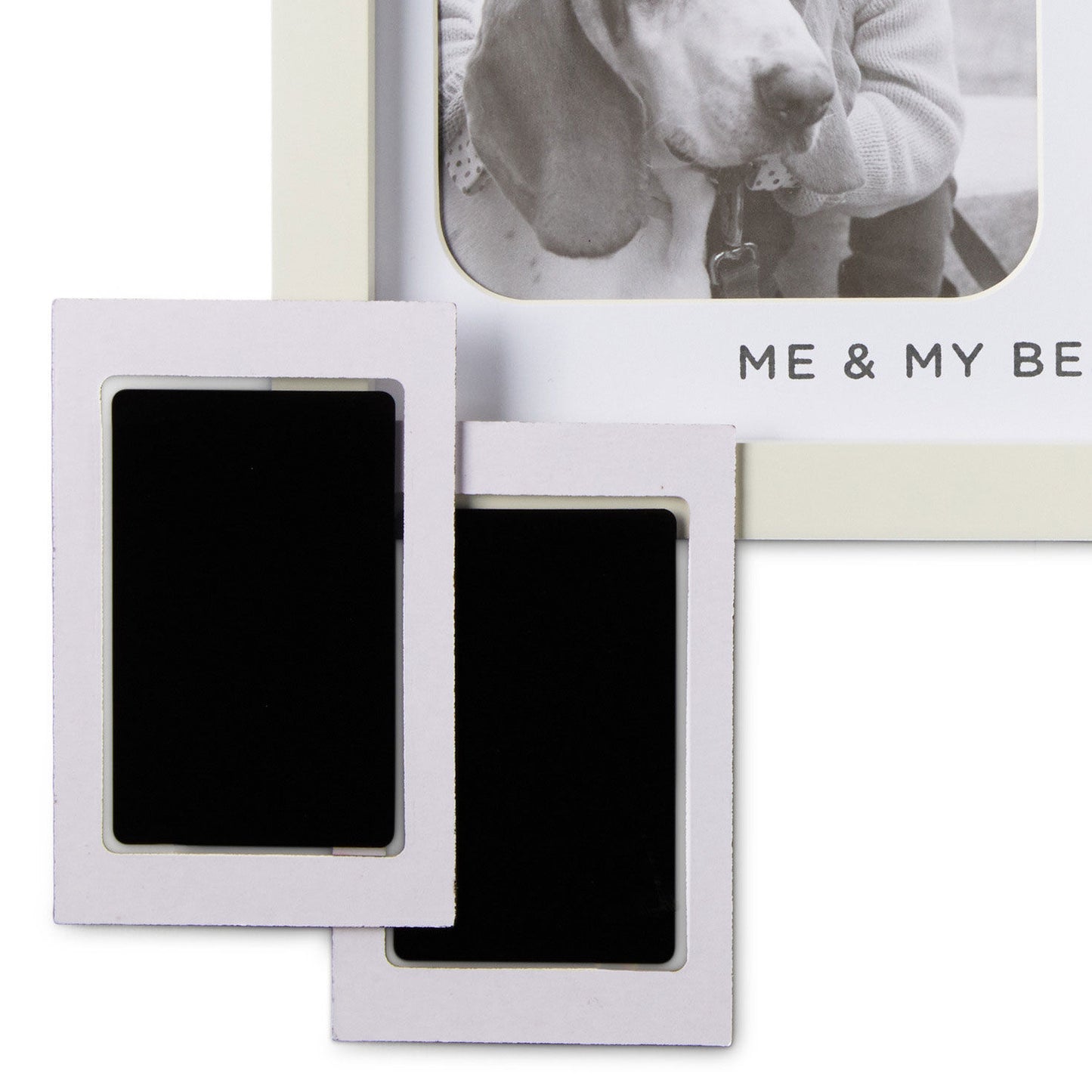 Me & My Best Friend Handprint Picture Frame featuring two inkless ink pads for handprints and paw prints.