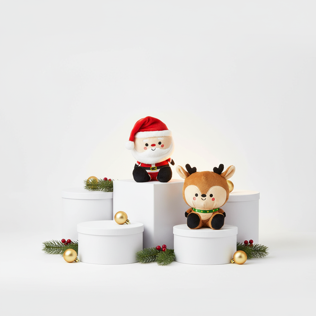 Better Together Santa and Reindeer Magnetic Plush Pair, 5.75",