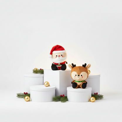 Better Together Santa and Reindeer Magnetic Plush Pair, 5.75",