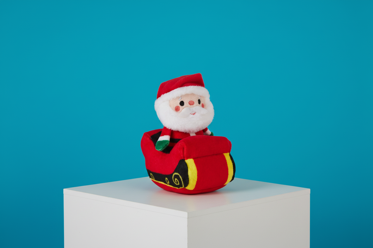 Santa in Sleigh Zip-Along Plush Toy