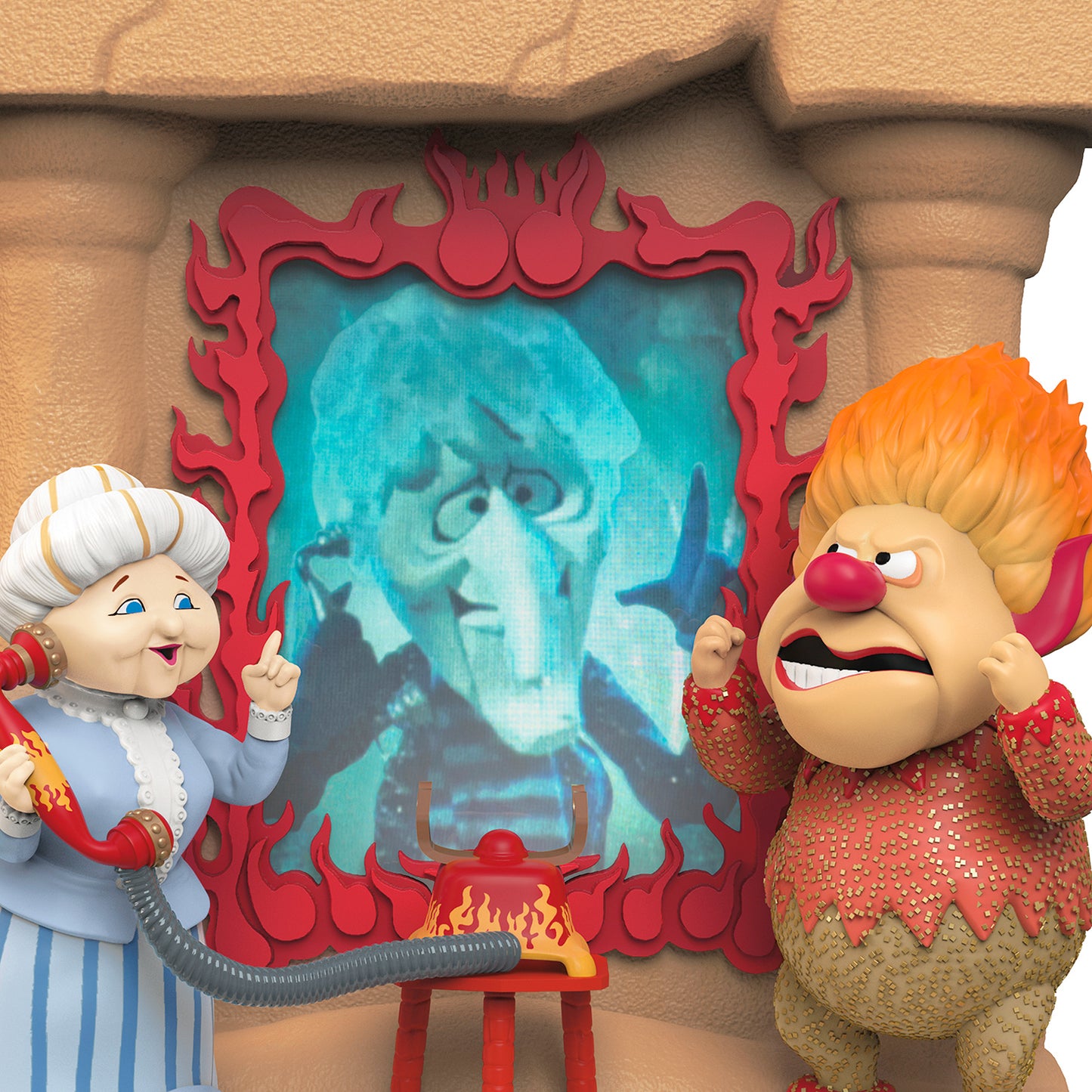 The Year Without a Santa Claus Hello? This is Mrs. Claus — 2026 Hallmark Keepsake Christmas Ornament featuring Mrs. Claus and Heat Miser in a dramatic scene.
