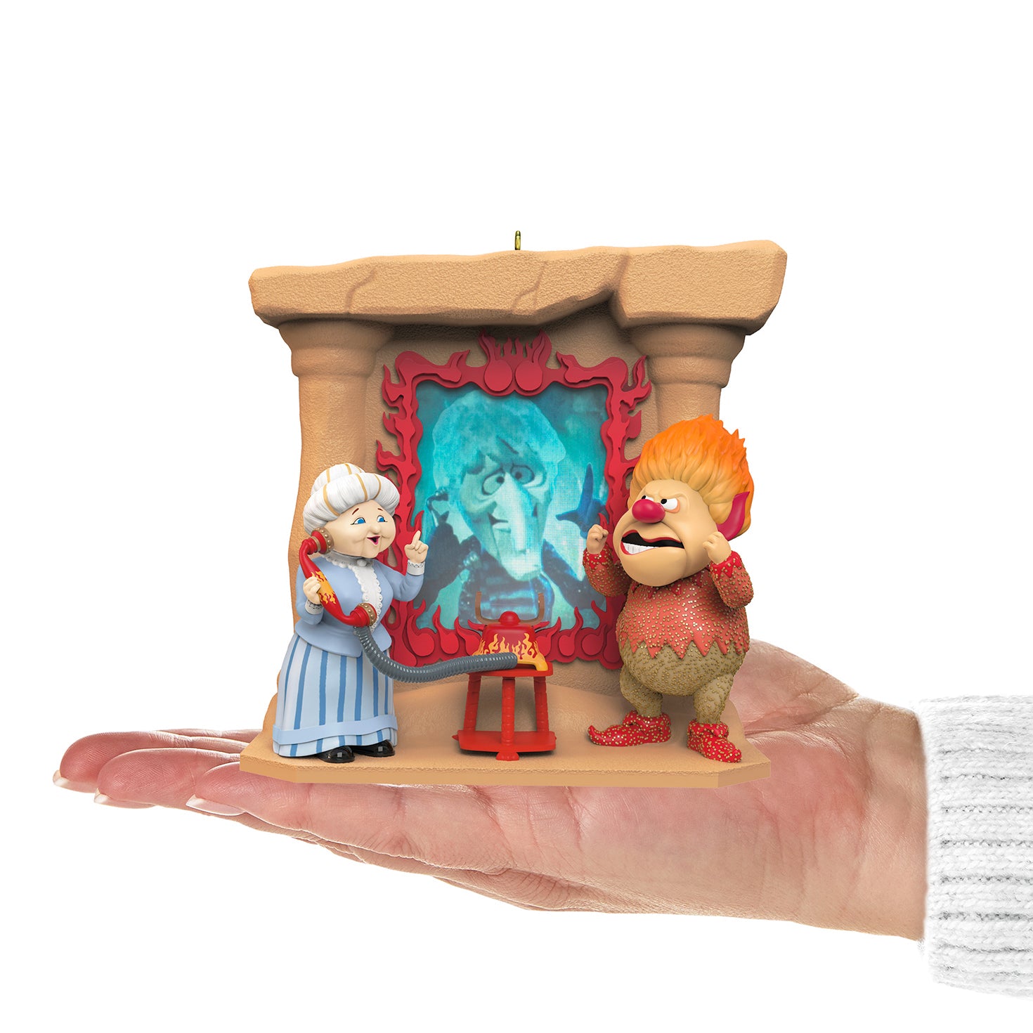 The Year Without a Santa Claus Hello? This is Mrs. Claus — 2026 Hallmark Keepsake Christmas Ornament showing Mrs. Claus on the phone with Snow Miser in a detailed setting.