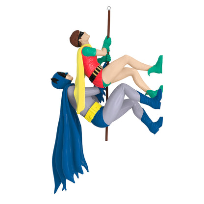 Batman The Classic TV Series Wall-Scaling Wonders! — 2026 Hallmark Keepsake Christmas Ornament featuring Batman and Robin scaling a building.