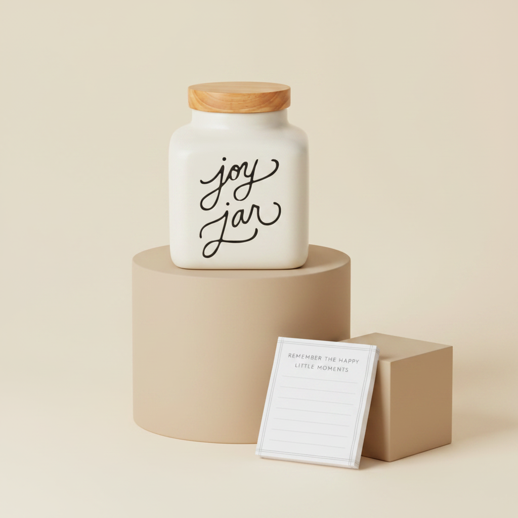 Ceramic Joy Jar and Notepad Set