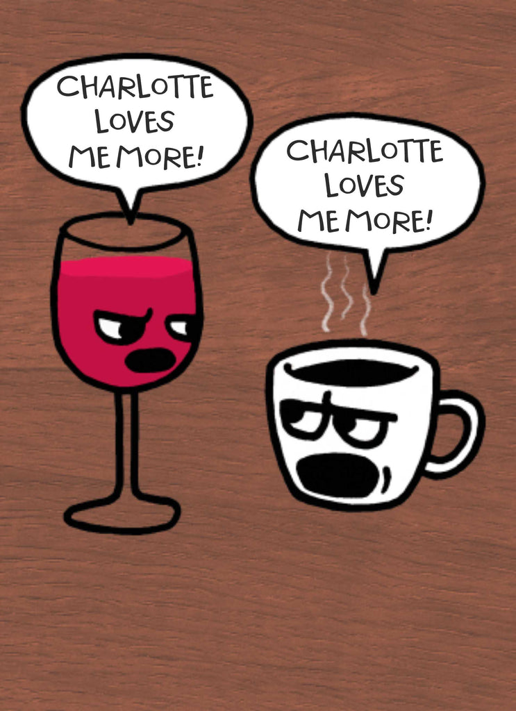Funny Birthday Cartoon Wine Coffee Tea Favourites