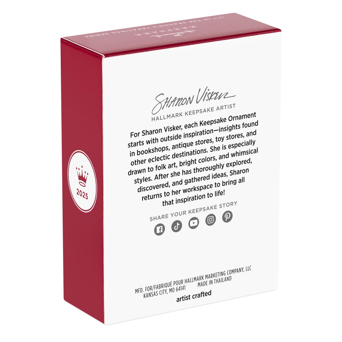 Season's Treatings, 17th in the Series — 2025 Hallmark Keepsake Christmas Ornament packaging, red box with artist details.