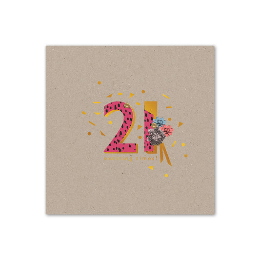 Hallmark 21st Birthday Card - Love, Luck & Laughter