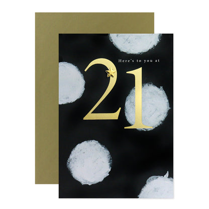 Connections from Hallmark 21st Birthday Card - Gold Foil Numbers with gold foil lettering and black background, including a gold metallic envelope.