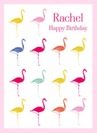 Contemporary Birthday Editable Colourful Flamingos