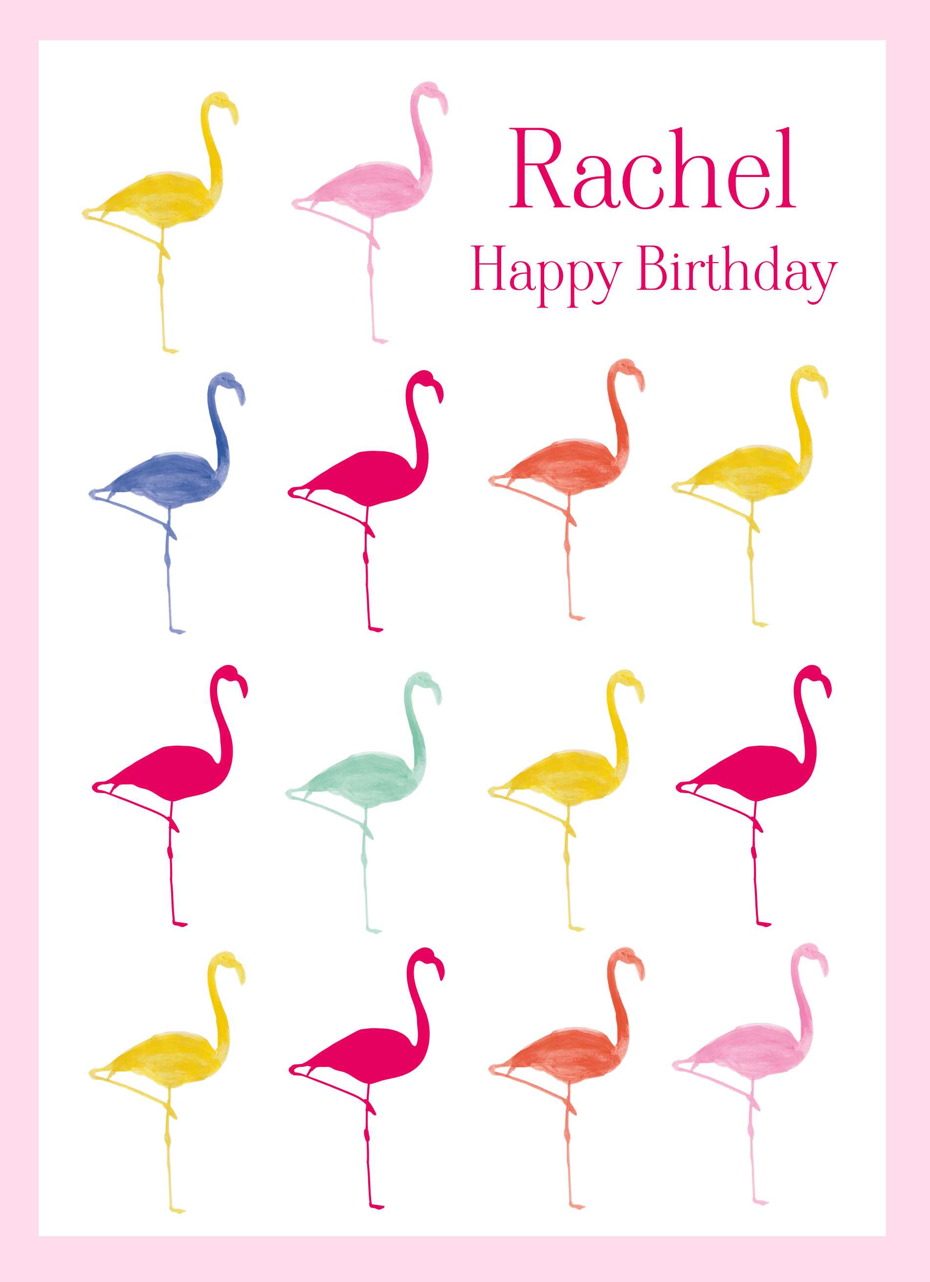 Contemporary Birthday Editable Colourful Flamingos