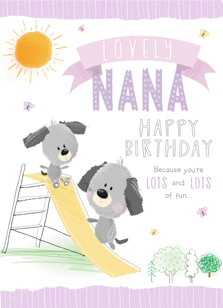 Cute Birthday Nana Illustrated Dogs Playground