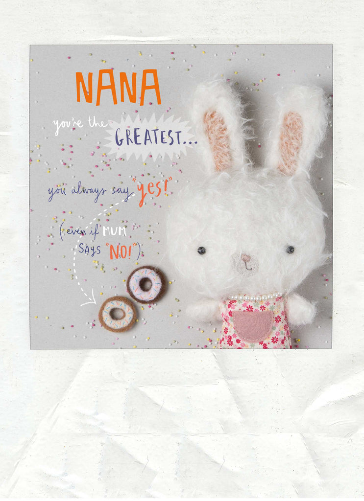 Cute Birthday Nana Editable Fuzzy Bunny Rabbit