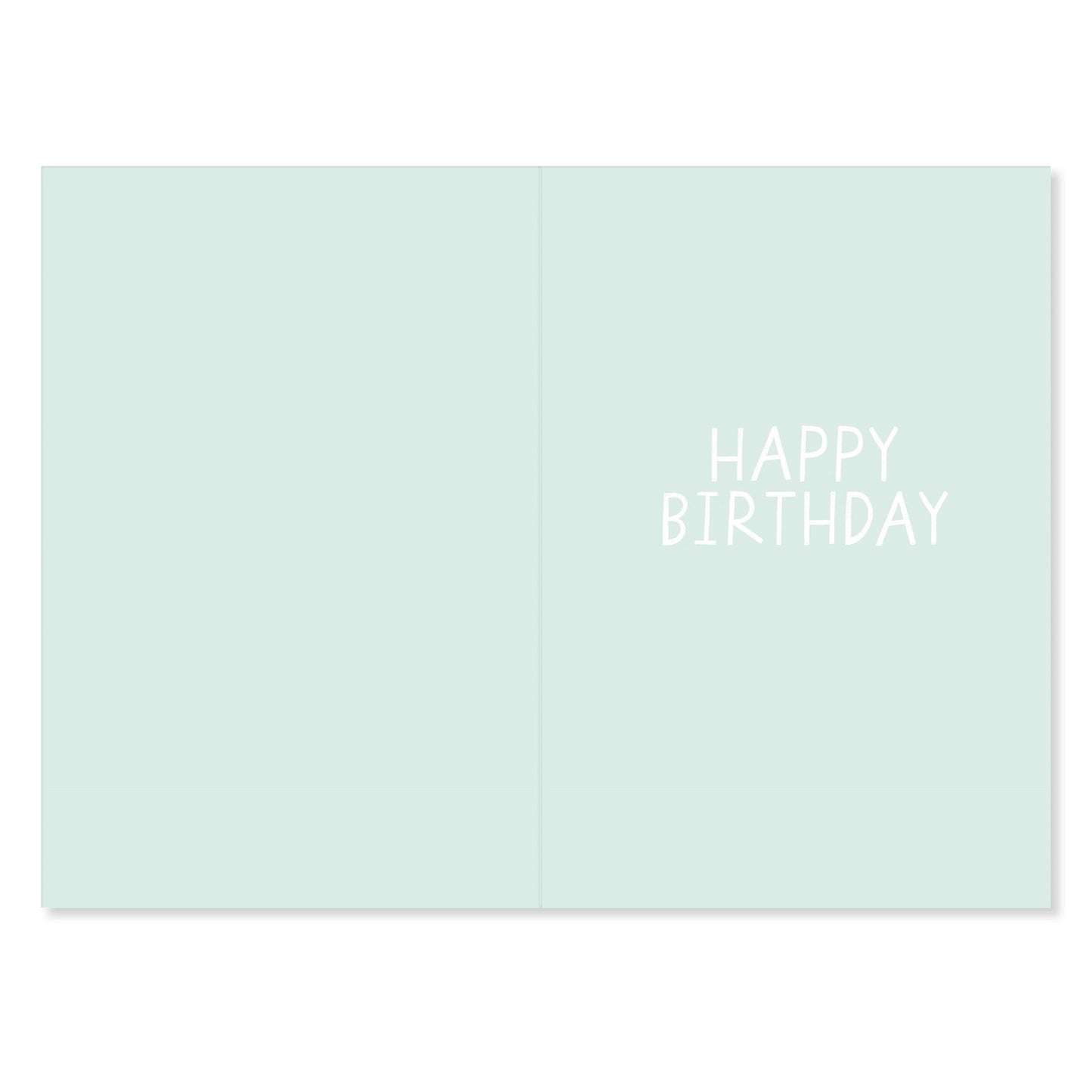 Connections from Hallmark 30th Birthday Card - 30 TODAY! inner view displaying a light mint background with the message 'HAPPY BIRTHDAY'.