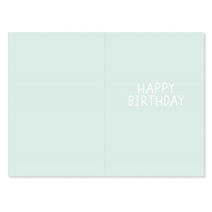 Connections from Hallmark 30th Birthday Card - 30 TODAY! inner view displaying a light mint background with the message 'HAPPY BIRTHDAY'.