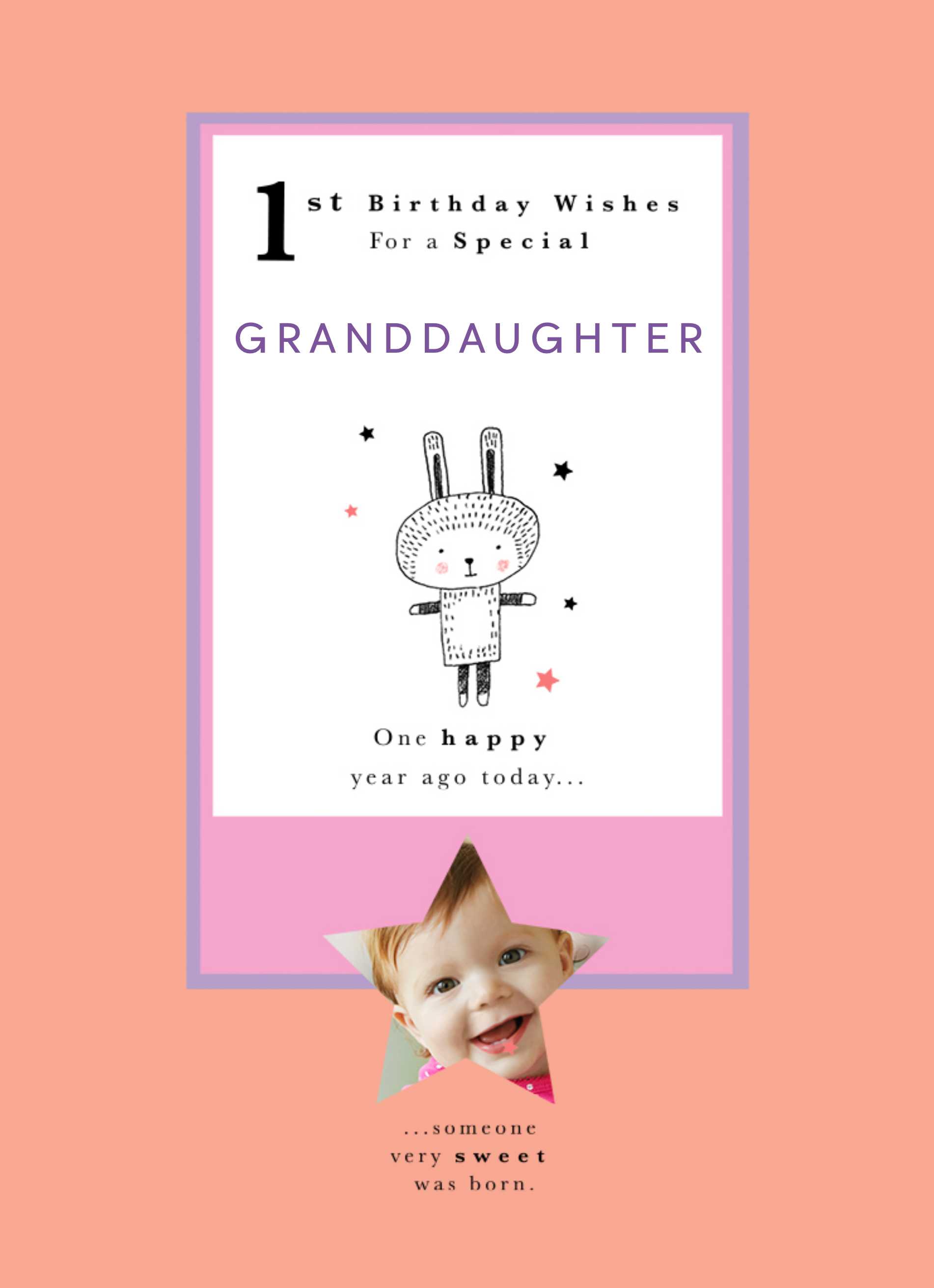 Cute Rabbit Rotating Custom Photo 1st Birthday