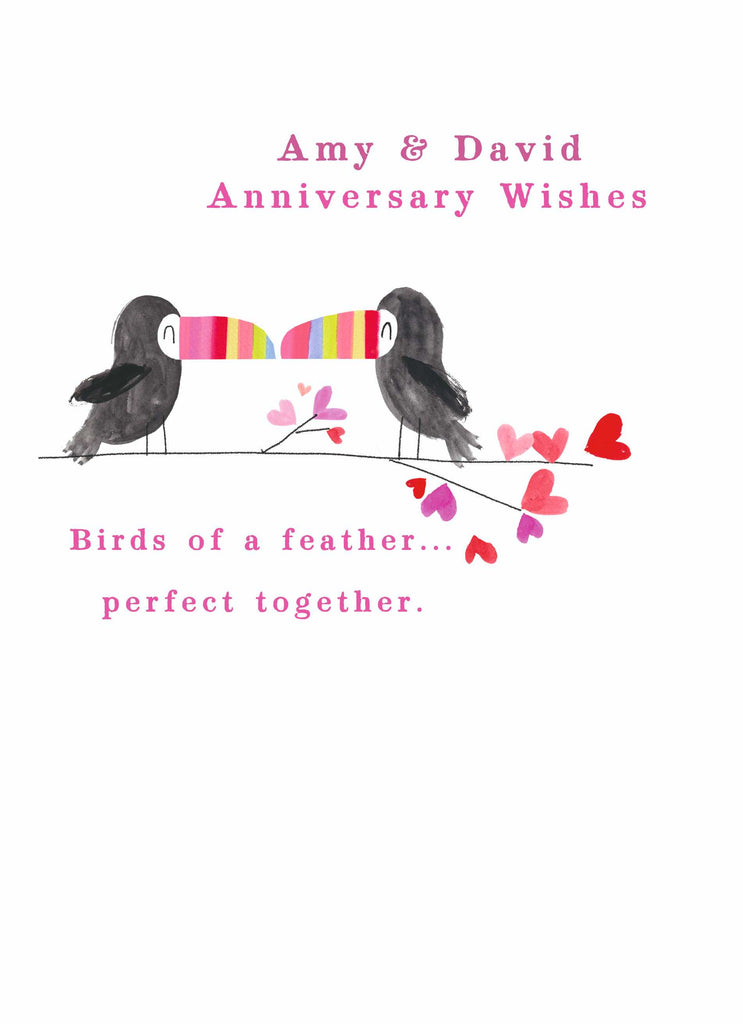 Cute Anniversary Editable Toucans Hearts