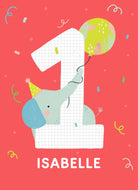 1st Birthday Elephant Number Colourful Custom