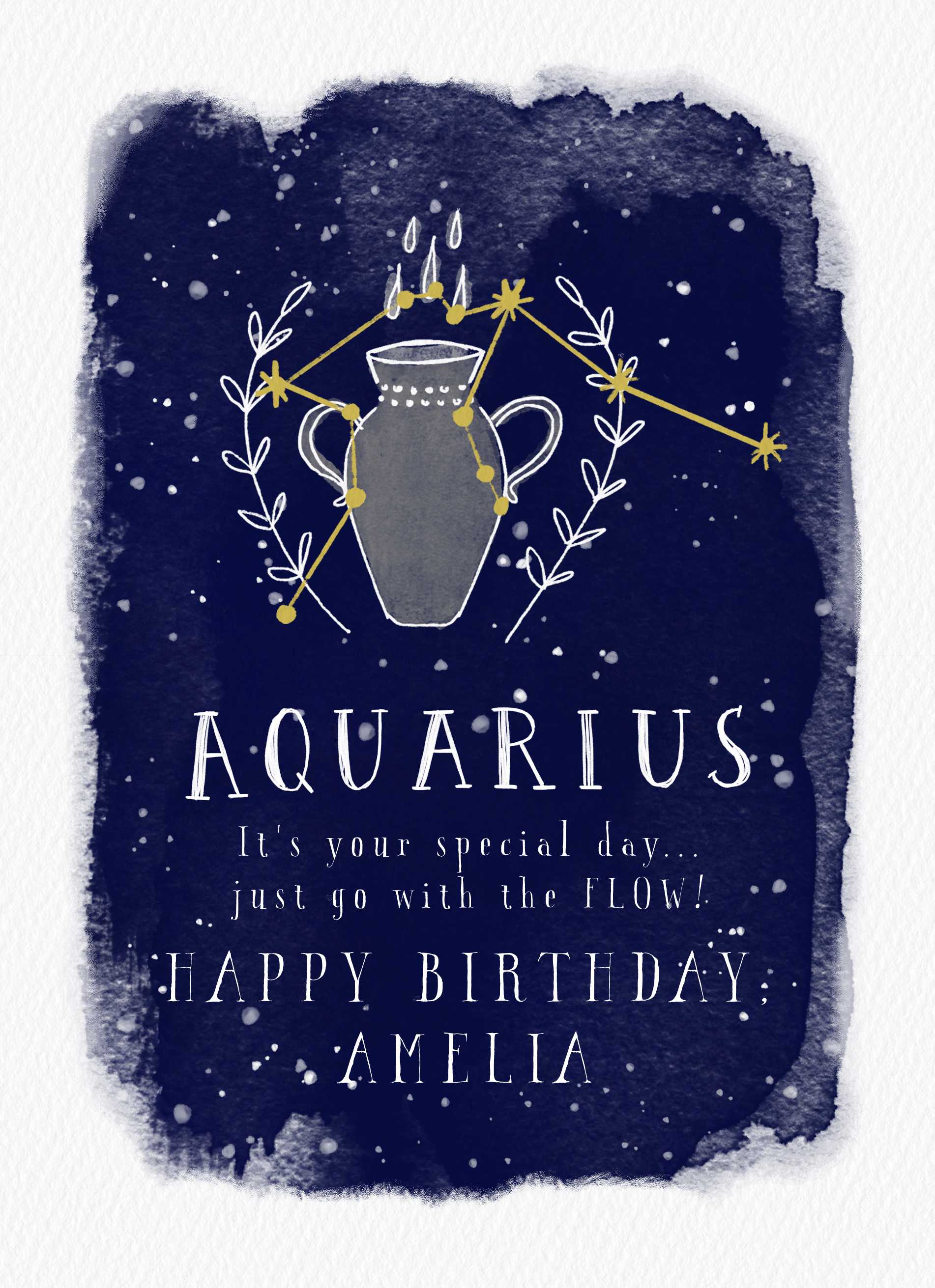 Personalised Aquarius Zodiac Symbol Card