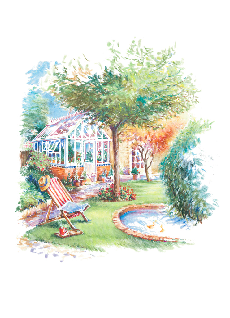 Classic Illustration Scenic Countryside Garden
