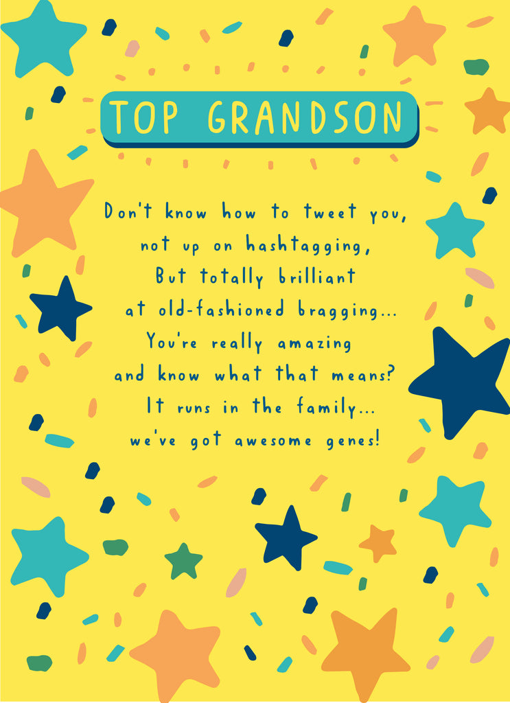 Top Grandson Text Birthday Card