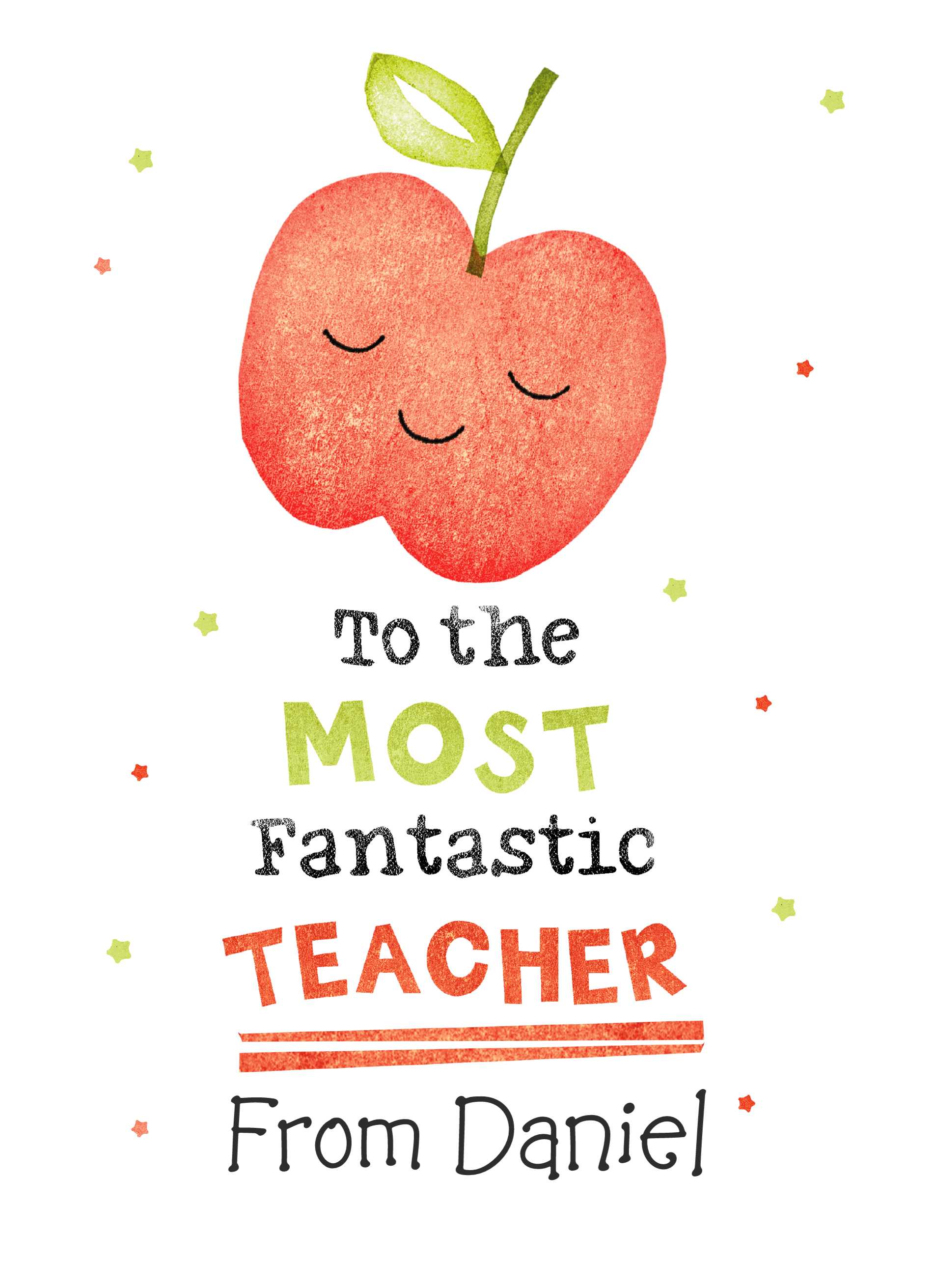 Thank You Teacher Cute Apple Editable