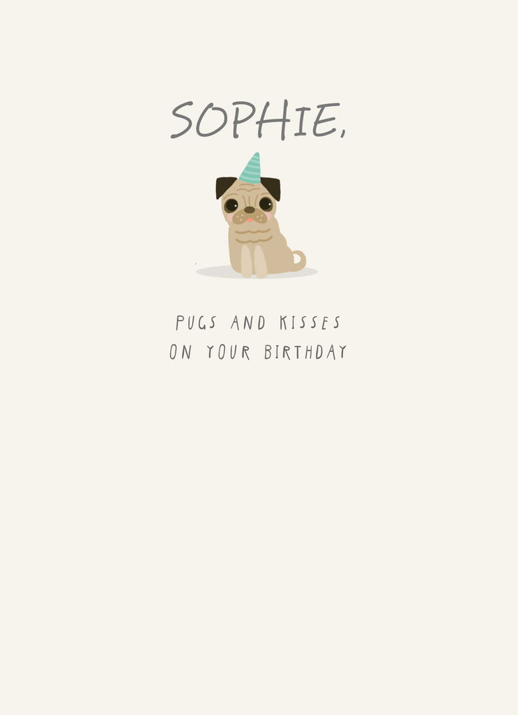 Cute Illustrated Editable Birthday Pugs And Kisses