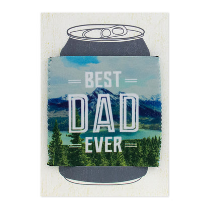 Hallmark Signature Father's Day Card - Stubby Holder featuring a scenic design with text reading 'Best Dad Ever' and a can illustration.