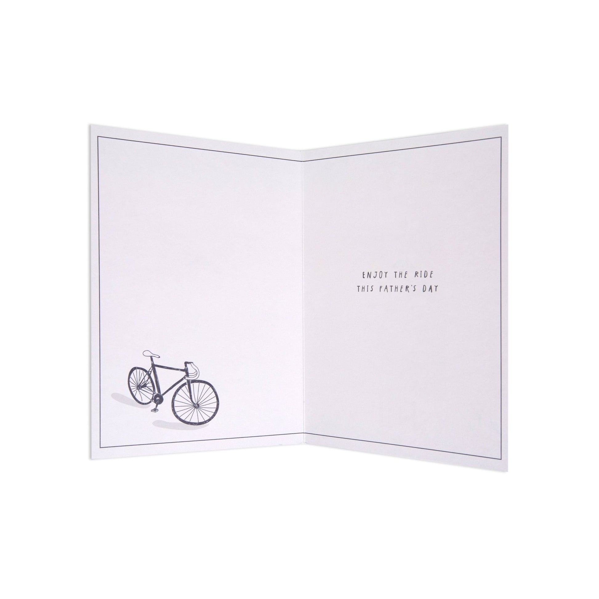 Hallmark Father's Day Card - Wheelie Great, inside view, features bicycle illustration with message for Father's Day.