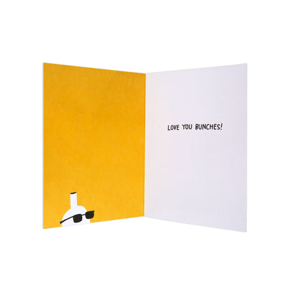 Hallmark Father's Day Card - You're The Man-Ana! inside with yellow interior and message 'LOVE YOU BUNCHES!' alongside banana illustration.