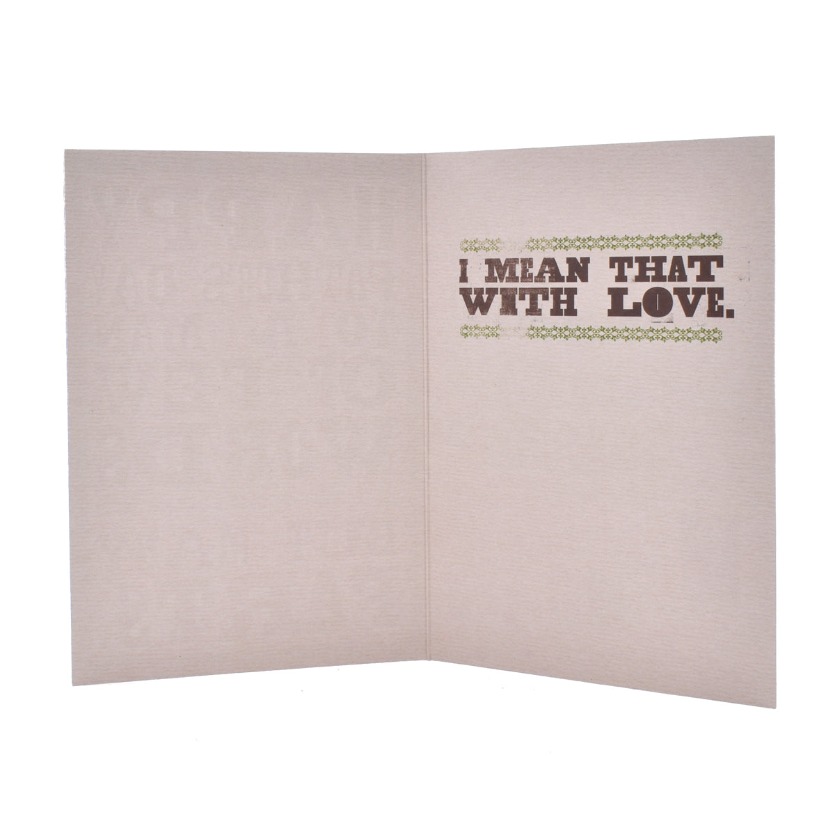 Hallmark Father's Day Card - Few Words, Many Farts, inside message with textured background and colourful text, flat lay angle