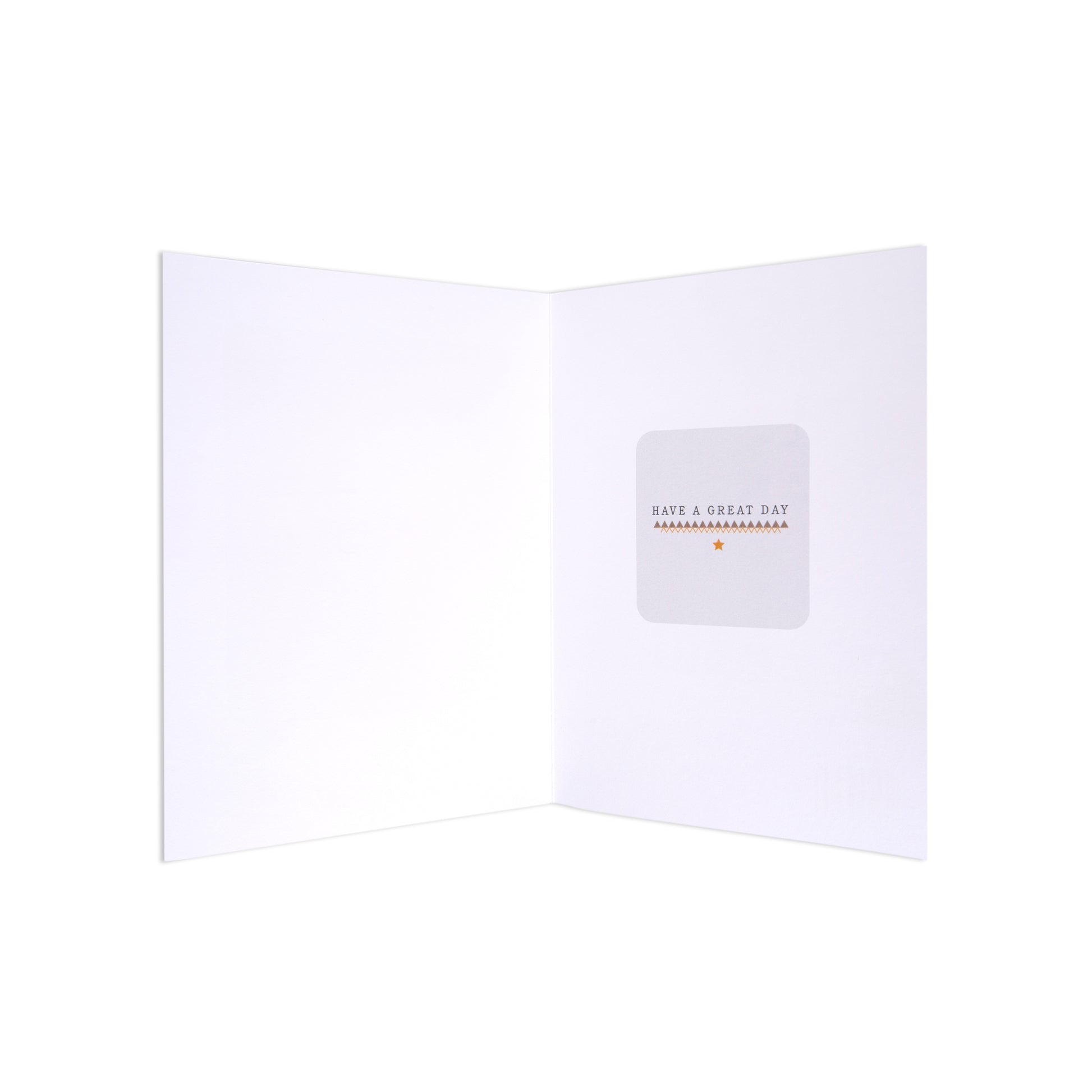 Male Opn 090, blank greeting card design, minimalist style, featuring an uplifting message on the inner side.