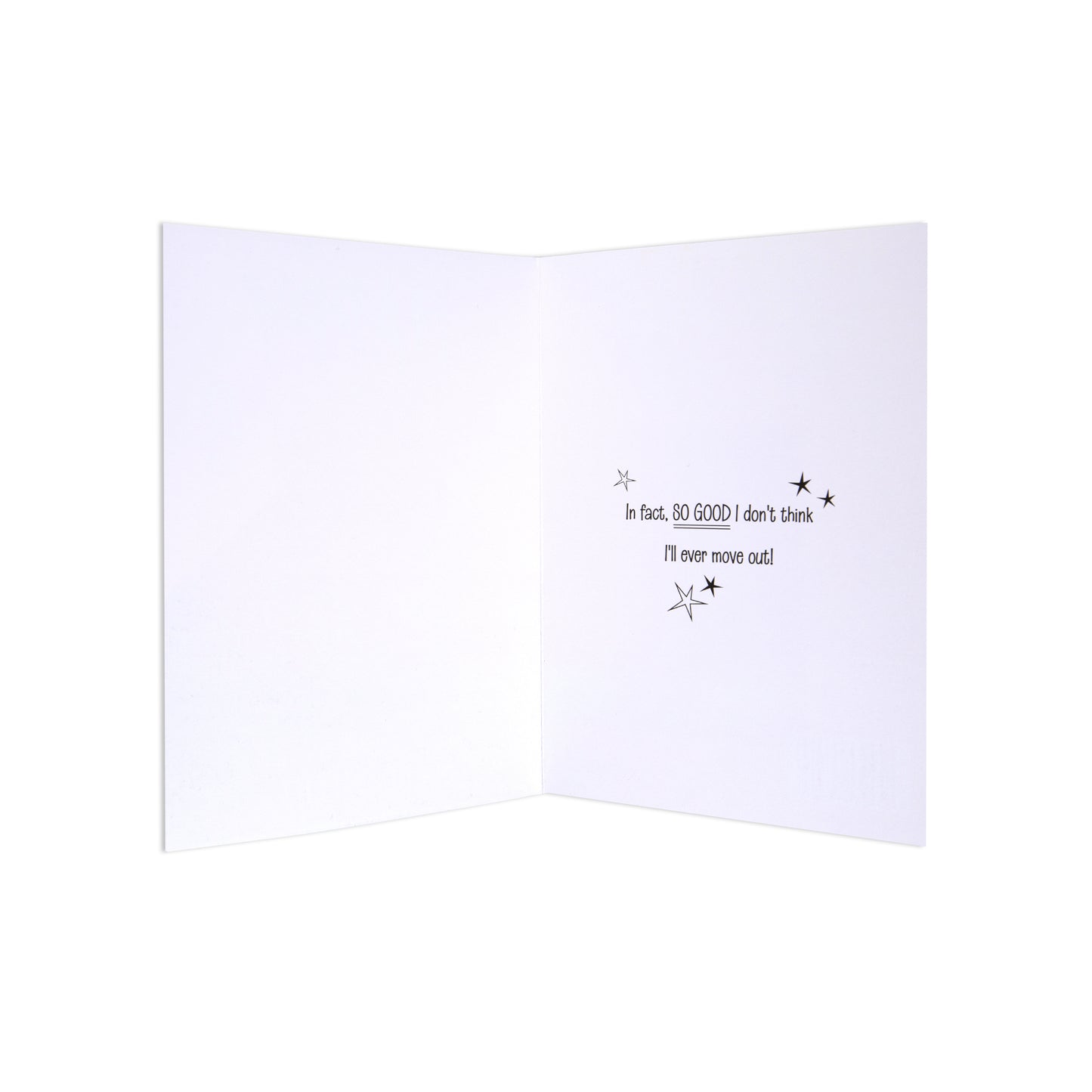 Hallmark Father's Day Card - Never Moving Out, inside view featuring handwritten message and star illustrations.