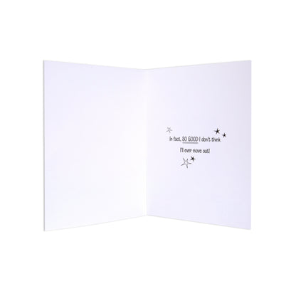 Hallmark Father's Day Card - Never Moving Out, inside view featuring handwritten message and star illustrations.