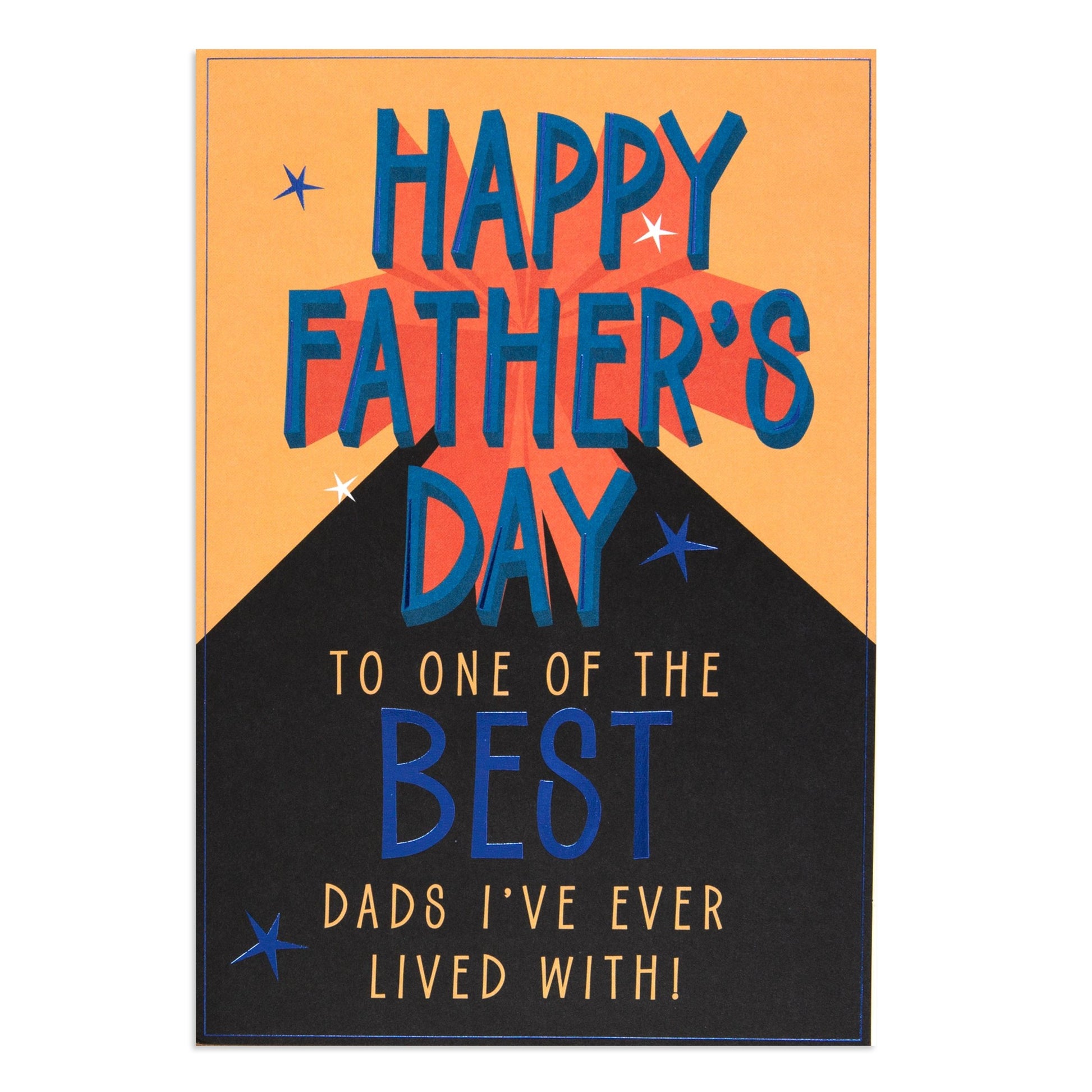 Hallmark Father's Day card - Never Moving Out with colourful front design featuring stars and a heartfelt message.