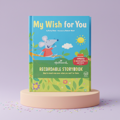 Recordable storybook titled 'My Wish for You' by Hallmark on a purple background