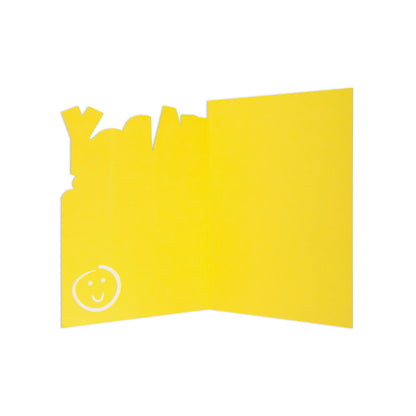 Hallmark Father's Day Card - Colourful & Cheerful in cheerful yellow, blank interior with playful cut-out shape and smiley.